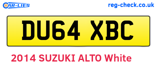 DU64XBC are the vehicle registration plates.
