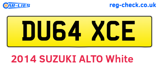 DU64XCE are the vehicle registration plates.