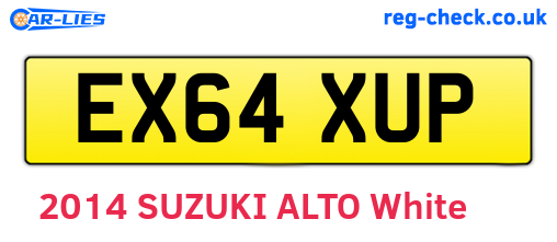 EX64XUP are the vehicle registration plates.