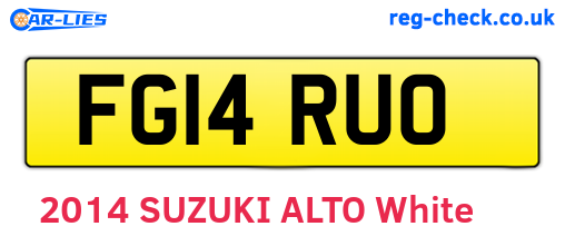 FG14RUO are the vehicle registration plates.