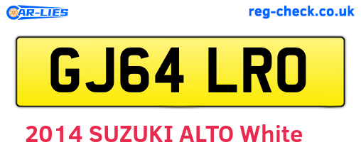 GJ64LRO are the vehicle registration plates.