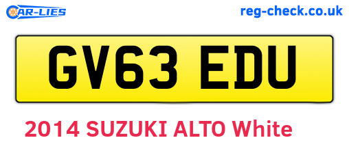 GV63EDU are the vehicle registration plates.