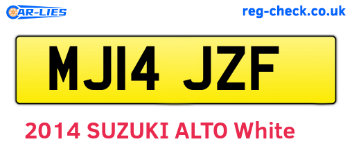 MJ14JZF are the vehicle registration plates.