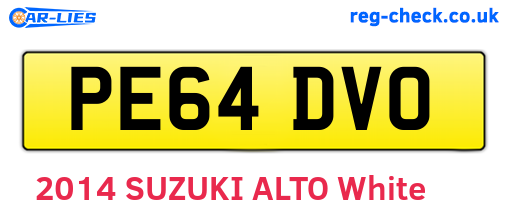 PE64DVO are the vehicle registration plates.