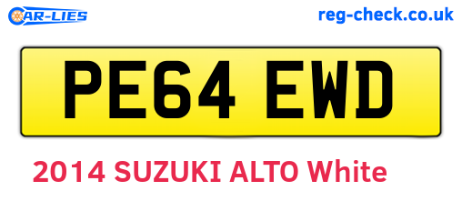 PE64EWD are the vehicle registration plates.
