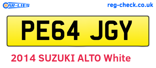 PE64JGY are the vehicle registration plates.
