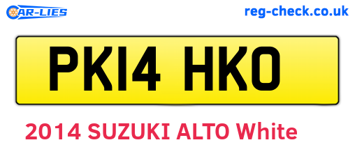 PK14HKO are the vehicle registration plates.