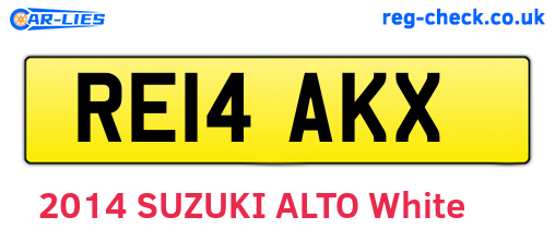 RE14AKX are the vehicle registration plates.