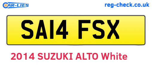 SA14FSX are the vehicle registration plates.