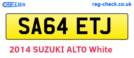 SA64ETJ are the vehicle registration plates.