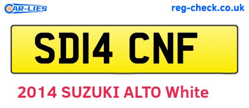 SD14CNF are the vehicle registration plates.