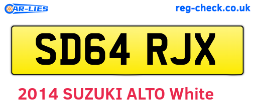 SD64RJX are the vehicle registration plates.