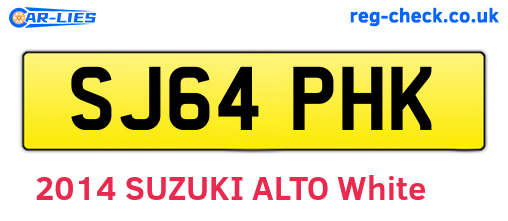SJ64PHK are the vehicle registration plates.