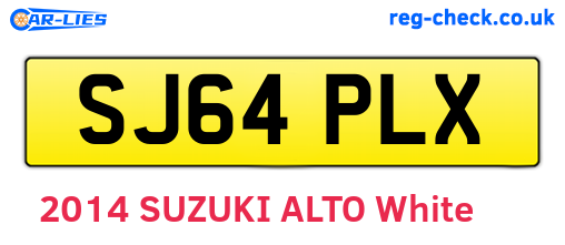 SJ64PLX are the vehicle registration plates.