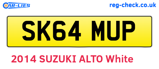 SK64MUP are the vehicle registration plates.