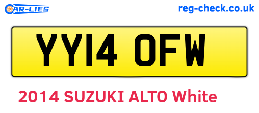 YY14OFW are the vehicle registration plates.