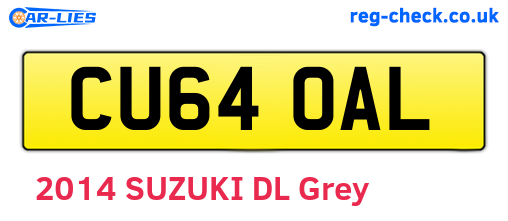 CU64OAL are the vehicle registration plates.