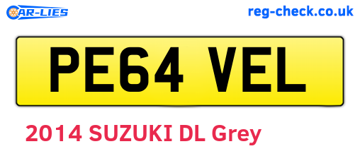 PE64VEL are the vehicle registration plates.