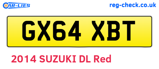 GX64XBT are the vehicle registration plates.