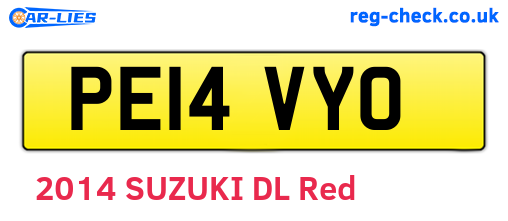 PE14VYO are the vehicle registration plates.