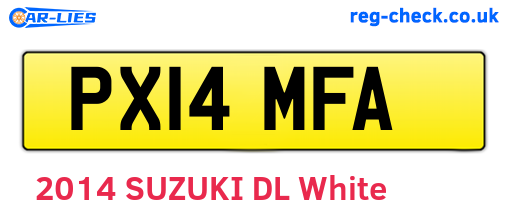 PX14MFA are the vehicle registration plates.