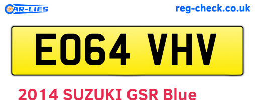 EO64VHV are the vehicle registration plates.