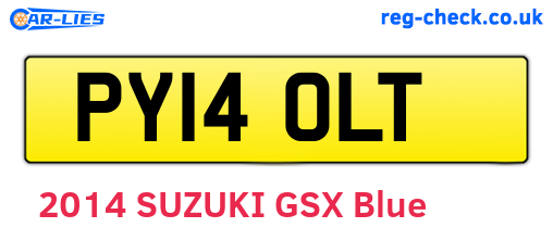 PY14OLT are the vehicle registration plates.