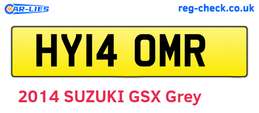HY14OMR are the vehicle registration plates.