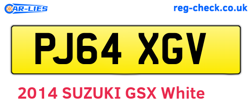 PJ64XGV are the vehicle registration plates.