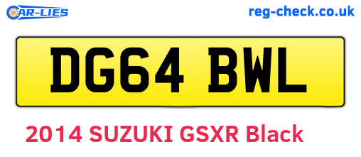 DG64BWL are the vehicle registration plates.