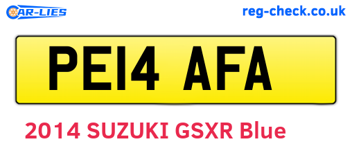 PE14AFA are the vehicle registration plates.