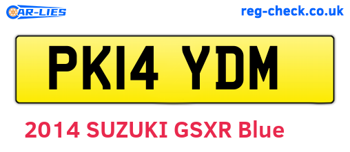 PK14YDM are the vehicle registration plates.