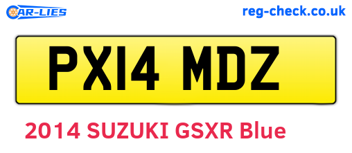 PX14MDZ are the vehicle registration plates.