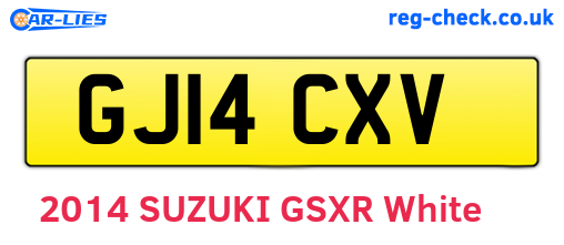 GJ14CXV are the vehicle registration plates.
