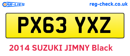 PX63YXZ are the vehicle registration plates.