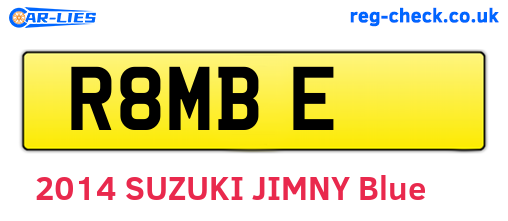 R8MBE are the vehicle registration plates.