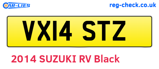 VX14STZ are the vehicle registration plates.