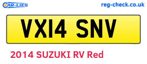 VX14SNV are the vehicle registration plates.