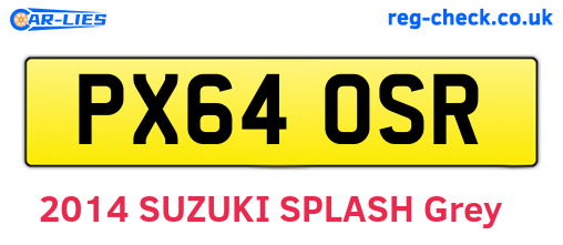 PX64OSR are the vehicle registration plates.