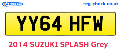 YY64HFW are the vehicle registration plates.