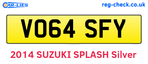 VO64SFY are the vehicle registration plates.