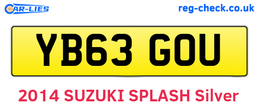 YB63GOU are the vehicle registration plates.