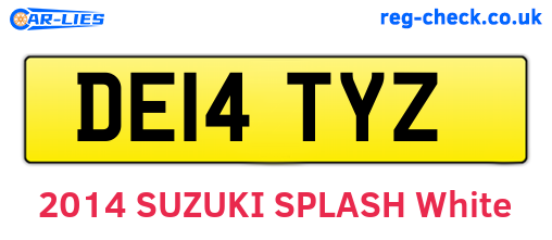 DE14TYZ are the vehicle registration plates.