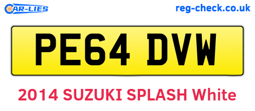 PE64DVW are the vehicle registration plates.
