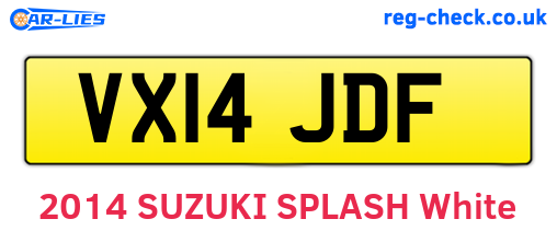 VX14JDF are the vehicle registration plates.