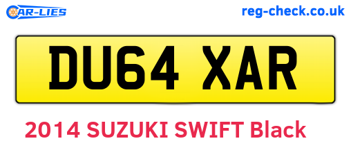 DU64XAR are the vehicle registration plates.