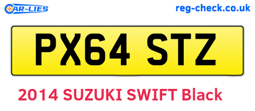 PX64STZ are the vehicle registration plates.