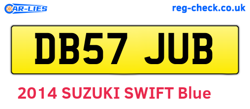 DB57JUB are the vehicle registration plates.