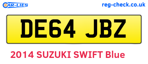 DE64JBZ are the vehicle registration plates.