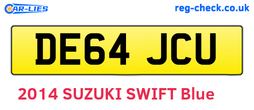 DE64JCU are the vehicle registration plates.